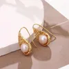 Boucles d'oreilles cerceau couleur or perle naturelle goutte femmes tempérament élégant bijoux cadeau de fête Pendientes