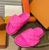 Verão Desinger Womens Chinelos Branco Preto Rosa Malha Bordada Linho Bege Woody Flat Mule Sandálias Loe Luxury Beach Platform Slipper