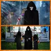 Andra evenemangsfestleveranser Halloween Grim Reaper Death Costume With Cape Hat With Sickle Gloves Ghost Mask Scary Halloween Costume Party Dress Up Supplies 231007