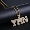 Collares colgantes AITIEI Iced Out Bling YRN Letras Collar con cadena de cuerda Hombres Oro Plata Color Hip Hop Joyería de moda 242j