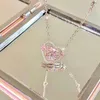 Ciondoli in argento sterling 925 di lusso con zirconi a forma di cuore dolce, collane con ciondolo per donne, designer di gioielli, regalo femminile