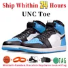 Jumpman 1 Basketball Shoes 1s High OG Sneakers Mens Palomino UNC Tee مغسول باللون الأسود الأسود Panda Lucky Green True University Blue Revers