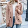 Dames Bont Nepbont S-5xl Effen Kleur Dames Winter Lente Losse warme jas Hoge kwaliteit Teddy Fleece Knoopjack Fe Casual Veste Femme 2021L231007