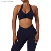 Aktiva uppsättningar NCLAGEN Women Sportwear Yoga Set 2 Piece Quick Dry Sports Tracksuit Bh Leggings High Elastic Sexy Gym Running Fitness Suitl231007