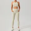 Ensembles actifs femmes côtelé Gym Yoga ensemble 2 pièces soutien-gorge de sport haut court taille haute Leggings survêtement vêtements d'entraînement Fitness vêtements de sport