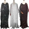 Ropa étnica African Dashiki Mujeres Lentejuelas Maxi Vestido de gran tamaño Kaftan Marroquí Caftan Dubai Abaya Jilbab Vestido de fiesta con vestidos interiores