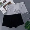 Underpants 2pcs Sexy Ice Silk Boxer Stretch Seamless Underwear Homens Sinta-se Livre Ultra-fino Shorts Masculino Calcinha Plus Size