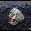 Solitaire Mens 18K Yellow Plated Custom Skull Gold Cz Bling Ring Full Simulated Diamonds Micro Pave Set Stones Hip Hop Rings Ysorx278k