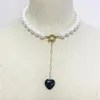 Freshwater Pearl Necklace Handmade Short Neck Jewelry Black Stone Pendant Banquet Wedding Women Add Glamour Clothes Accessories Ne223b