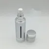 Srebrna bezczelna butelka pompy próżniowej z białą czapką kosmetyczną 15 ml 30 ml 50 ml 80 ml 100 ml F515 Ajhqi