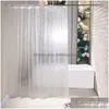 Rideaux de Douche Rideau 3D imperméable avec 12 Crochets de Bain Transparent pour la décoration de la Maison Accessoires de Salle de Bain 180X180Cm 180X200Cm Drop Dhbhw