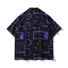 Chemises décontractées pour hommes Univers Imprimer Blouses surdimensionnées Vintage Goth Esthétique Noir Vacances d'été Hawaii Tops Streetwear Vêtements masculins