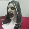 Party Masks Full Head Realistic Evil Nun Mask with Headscarf Scary Nun Mask med Bloody Mouth Halloween Cosplay Party Horror Movie Mask Q231009
