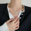 Pendants Love Necklace 925 Silver Synthetic Moonstone Bead Chain Clavicle Korea Order Heart