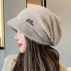 ベレットラビットファーニット帽子ファッションレディースアウトドアワイドブリムビーニー秋の濃い暖かい耳の保護韓国フルマッチ231006