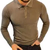 Pulls pour hommes Hommes Bouton Décoration Top Couleur Solide Tops en tricot avec boutons de revers élégant automne / hiver pulls à manches longues gaufre