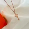 Simple Luxury Women Jewelry Gold Necklace Versatile Hollow out Letter Imbue Diamond Design Charming Fashion Designer Elegant Magnificent Lady Rose Gold Pendant