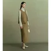 Robes de travail Ensembles de jupes pour femmes Col carré sans manches Gilet irrégulier Jupes mi-longues Chinois élégant doux Deux pièces Vêtements pour femmes