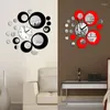Autocollants muraux cercles miroir acrylique, horloge de Style moderne, décalcomanie amovible, décor artistique W0YF