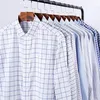 Nigrity 2019 남성 캐주얼 긴 슬리브 격자 무늬 셔츠 슬림 한 수컷 옥스포드 섬유 비즈니스 드레스 셔츠 브랜드 남성 의류 크기 S-5XL266S
