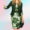 Plus Size Dresses Women Clothing Spring Summer Fashion Elegant Printed V-neck Three-quarter Sleeves Two-piece Set Wedding Party Dress