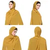 Scarves Elegant Modest Women Bubble Chiffon Solid Oversizes Muslim Head Scarf Ladies Shawl and Wrap Female Foulard Hijab Stoles 231007