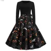 Theme Costume 2023 Autumn Gothic Halloween Comes for Women Vintage Dress Props Print Long Sleeve Scary Cosplay Party Dresses Disfraz jerL231007