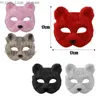 Party Masks Furry Fox Masks Half Face Eye Mask for Women Men Cosplay Prop Halloween Christmas Carnival Party Animal Cosplay Mask Accessories Q231009