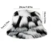 Wide Brim Hats Bucket Y2K Fluffy Artificial Fur Hat Womens Rabbit Warm Thick Plush Winter Luxury Fashion Party Panama Fisherman 231006