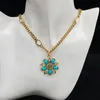 Colares com pingente de strass em formato de flor azul, corrente de bronze antigo, colar de luxo, designer de marca de moda para mulheres e meninas w2289