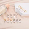 Hoop Earrings Fashion 1 Pair Stainless Steel Small Imitation Pearl For Women Girls Elegant Accessories