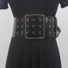 Ceintures femmes piste mode en cuir véritable Rivet Cummerbunds femme robe Corsets ceinture décoration large ceinture R1791