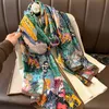 Bandanas Durag 180 90 cm Luxury Brand Womens Summer Silk Scarf Shawl Bag Soft European Designer Beach Bandana Fountain Silencer Pareo 231007