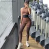 Aktiva uppsättningar 2023 Stripe Zipper Leopard Sport Gym Yoga Set Women Sport Bra Scrunch Pants Fitness Legings Workout Women Active Suitsl231007
