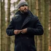 Abrigos de zanjas para hombres 2023 Ropa británica de longitud media de manga larga abrigo de lana otoño e invierno hombres chaqueta capa capa