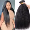 Syntetiska peruker 30 32 40 tum brasiliansk kinky rak mänskliga hårbuntar remy 134 st wefts yaki 231006