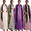 Etniska kläder Eid Ramadan Satin Open Abaya Dubai Turkiet Loose Maxi Dress Marockan Kimono Cardigan Muslim Women Caftan Islamic Jalabiya