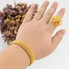 Halsbandörhängen Set Luxury Fashion African Dubai Gold Color Armband Finger Ring for Women Arab Etiopiska bröllop smycken gåva