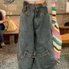Spodnie damskie Owczesne retro do mycia dżinsy robocze duże dla kobiet w Europie i Ameryce Street Girls z prostymi nogami