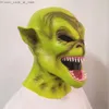 Masques de fête Vert Diable Monstre Masque Gobelin Latex Masque Halloween Cosplay Costume De Fête Couvre-chef Horreur Démon Maquillage Props Q231007