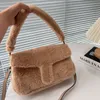Lamb Hair Handbag Shoulder Bag Fashion Winter Plush Flap Underarm Package Metal Hardware Removable Strap Crossbody Bag Clutch Purse Cell Phone Pocket Wallets