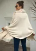 Malhas femininas camisetas logami gola de pele falsa cardigan poncho borla casaco sólido feminino casual solto xale 231007