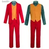 Theme Costume Movie Joker Joaquin Phoenix Arthur Fleck Cosplay Come Clown Red Suit Adult Jokers Green Wig Halloween Custom Uniform SetL231007