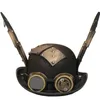 Party Hats Steampunk Men Hat with Goggles Vintage Jazz Hat Gay Hat Devil Horn Hat Steampunk Party Halloween Masquerade Costume 231007