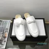 2023-Designer Pantoufles Princetown Slipper Hommes Femmes Automne Hiver Laine Mocassins Classique Boucle En Métal Chaussures De Broderie Modèle De Luxe Diapositives Paresseuses