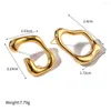 Stud Earrings Stainless Steel Minimalist Hollow Geometrice For Women 18K Gold Plated Hoops Huggie Earring Retro Chic Ear Jewelry