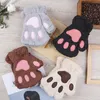 Ski Gloves Cat Paw Glove Plush Cute Fingerless Soft Winter Warm Half Finger Mittens Thermal 231007