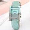 Montres-bracelets 2021 Femmes Montre Carré Lettre H Design Dames En Cuir Quartz Luxueux Argent Strass Femme Casual Montres328b