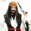 Themenkostüm Halloween für Männer, Erwachsene, Piratenkapitän, Jack Sparrow, Perücken, Hut, Fluch der Karibik, Cosplay-Zubehör feL231007