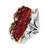 Bagues de cluster Vintage Big Rouge Bleu Pierre Naturelle Pour Femmes Luxe Argent Couleur Cristal Fleur De Mariage Femme Mujer Mode Bijoux199m